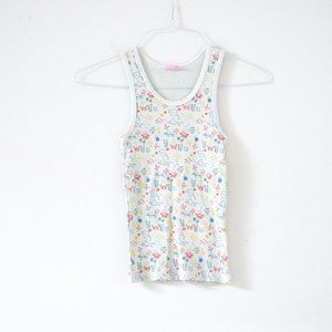 Marine Sea Animal Summer Beach Theme Ribbed Knit Racerback Tank Top | Size S